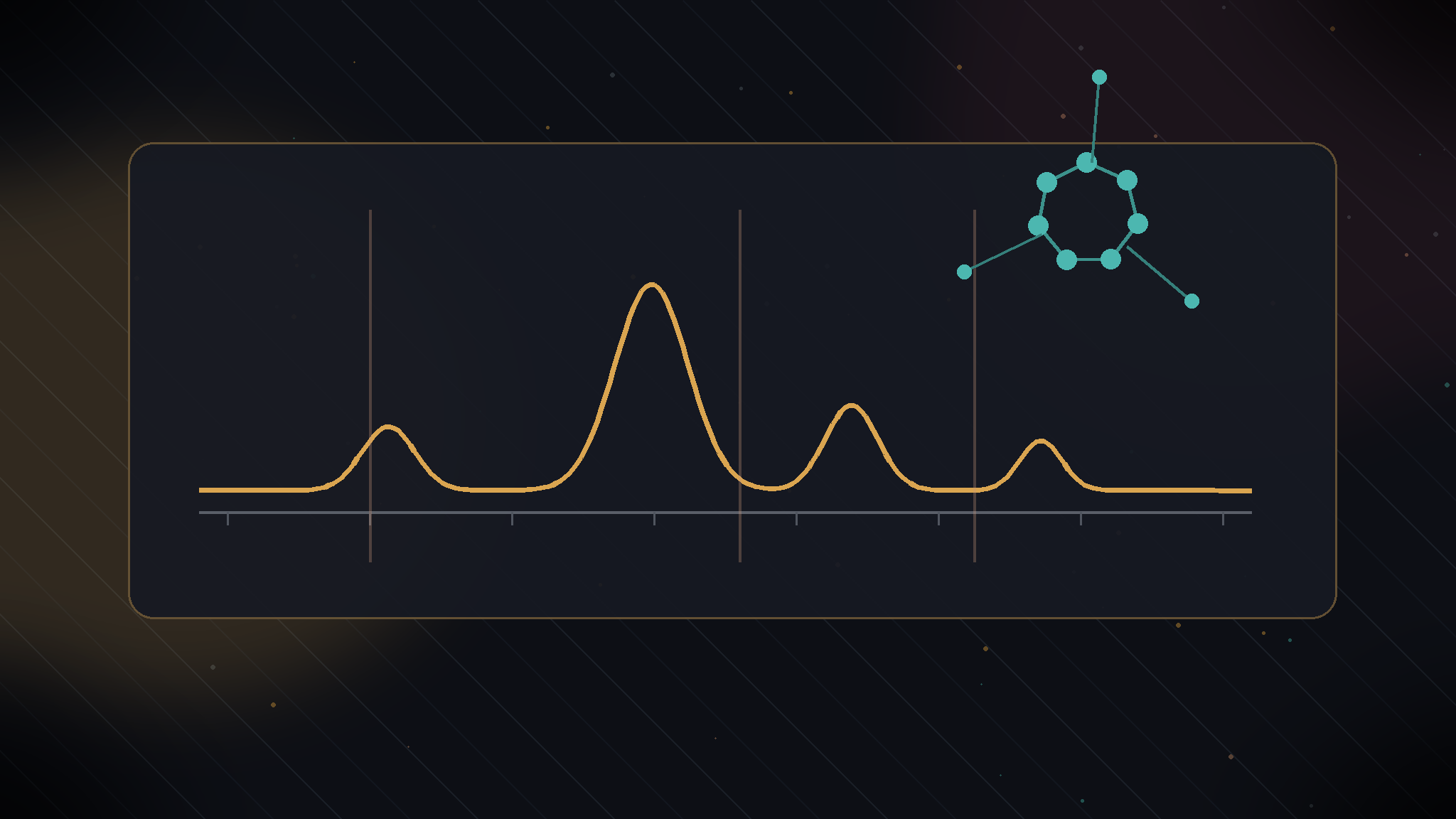 Abstract side-by-side peptide synthesis route diagram with blurred labels, glassware silhouettes, resin textures, and chromatogram curves