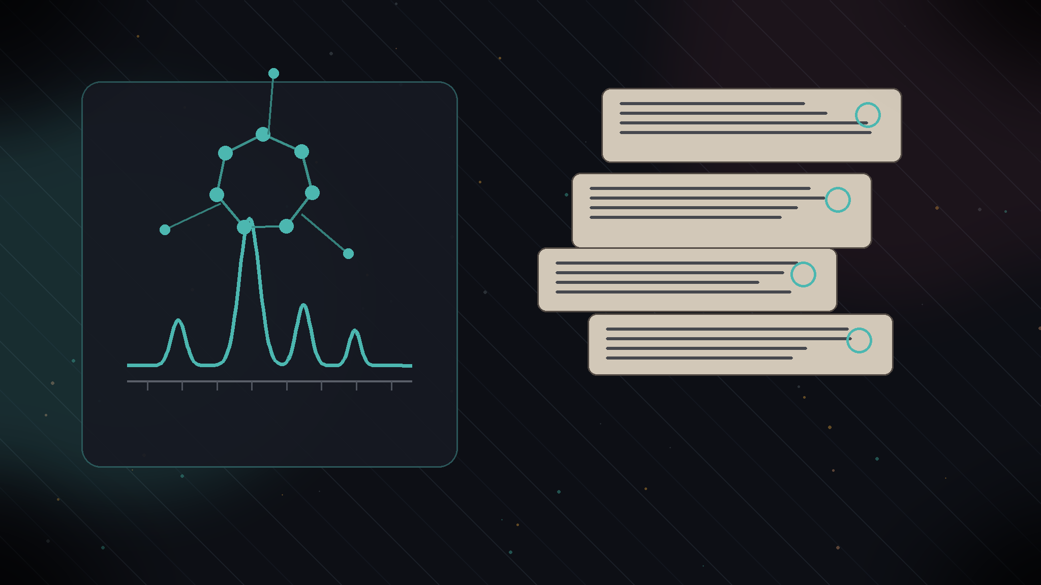 Sealed sample custody chain diagram beside abstract analytical report pages